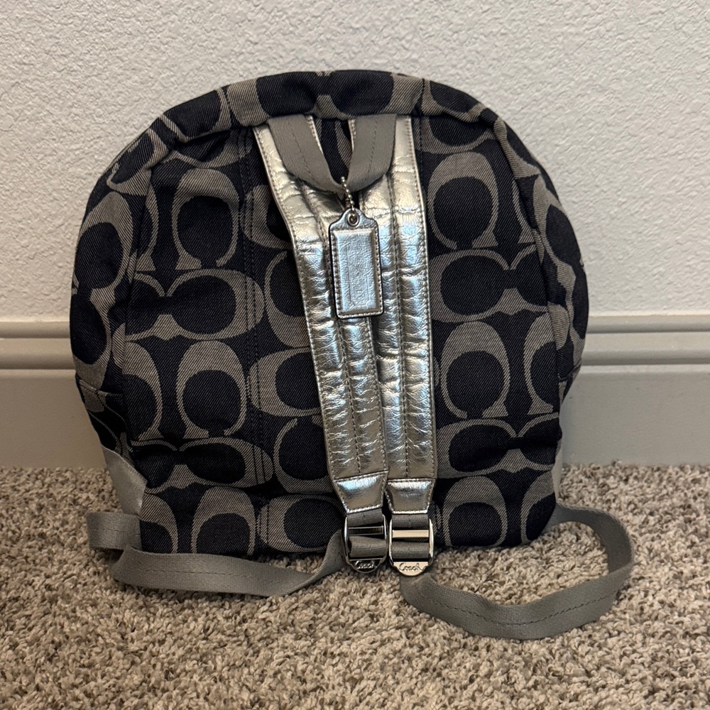 Coach Signature Denim Blue with Silver Logo Backpack - Picture 3 of 7